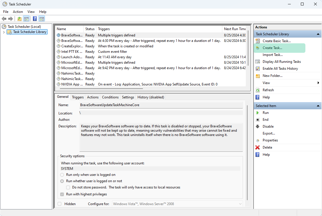 Click 'Create Task...'.