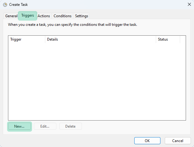 Go to triggers and hit New.
